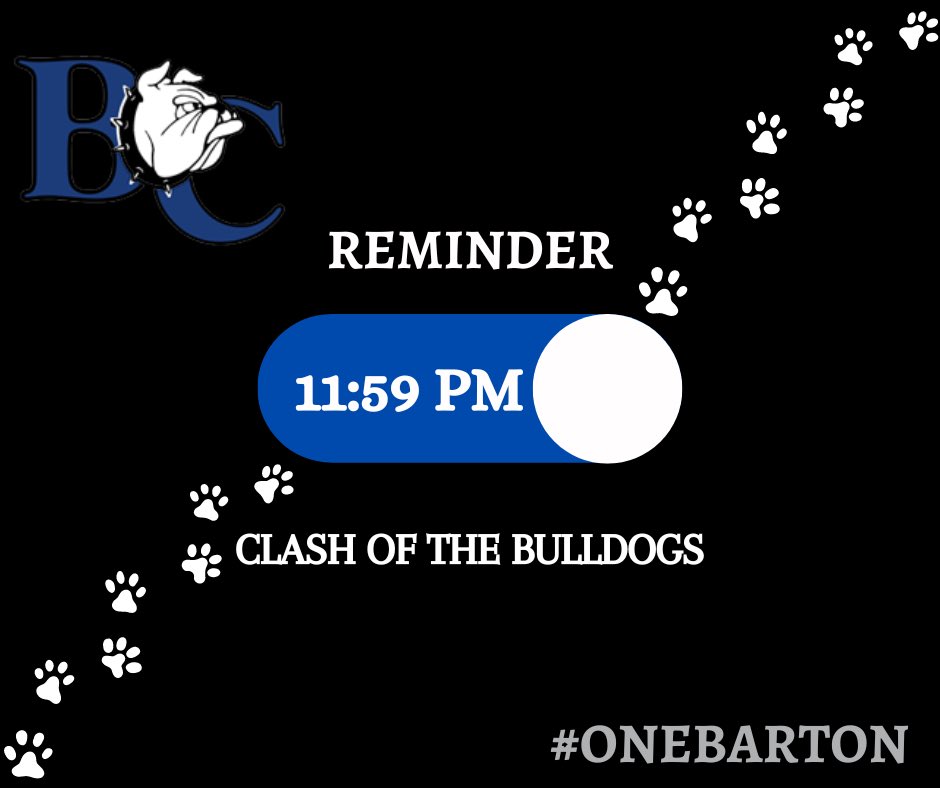 🚨Reminder that today is the LAST DAY for Clash of the Bulldogs!🚨 The more gifts we receive the more impact you have on this program. Thank you to everyone who has donated so far to our program!! #onebarton 

🔗 gobulldogs.barton.edu/campaigns/soft…