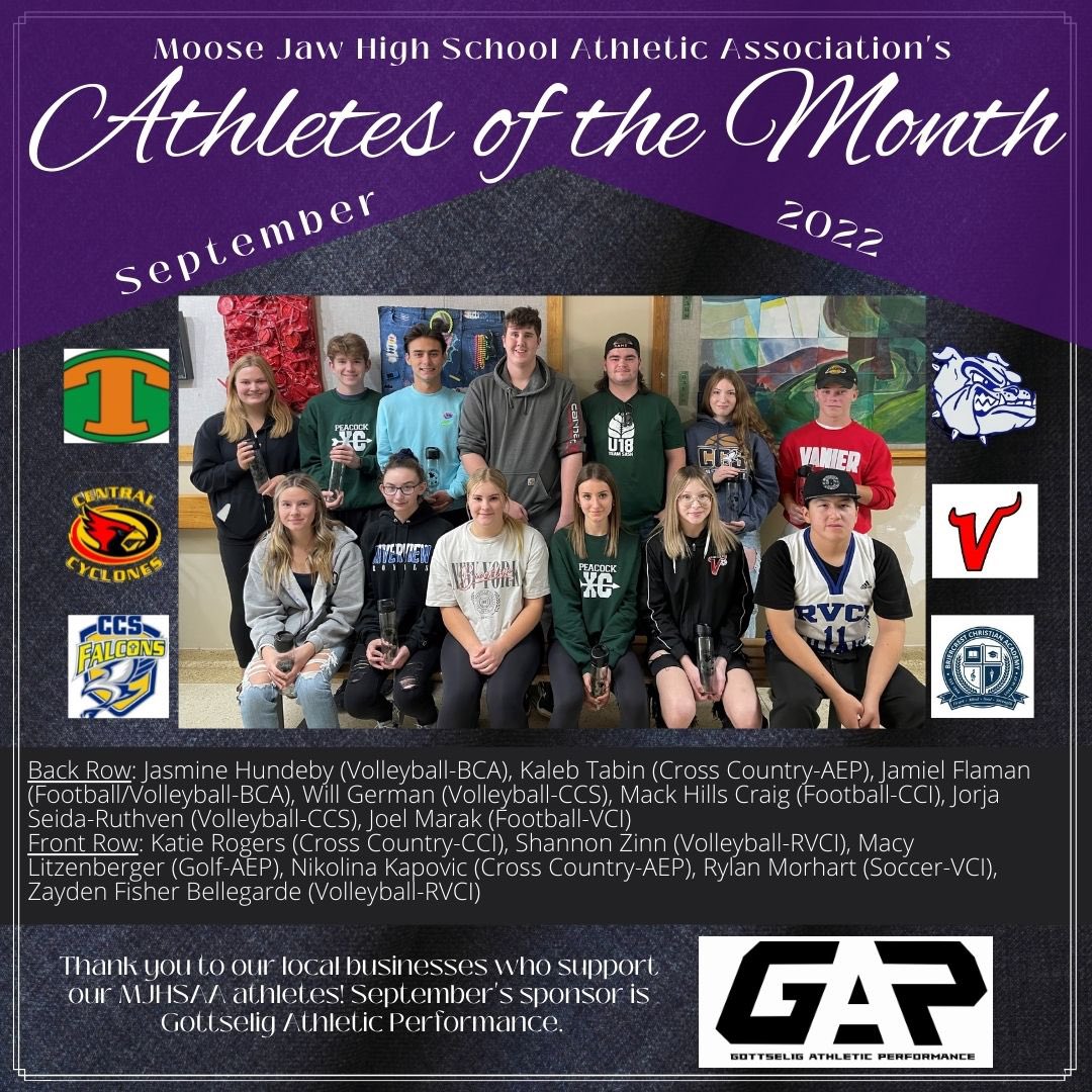 Congratulations to Shannon and Zane on being the September Athletes of the month.