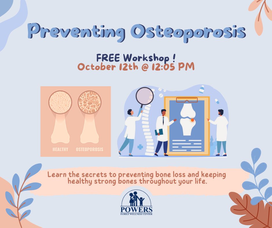 powerswellness's tweet photo. Happy Wednesday! We have a FREE workshop coming up next Wednesday, October 12th, at 1105 W Anderson Ln. Join us to learn tips on preventing bone loss! #Health #wellness #chiropractic #austintexas #drdanpowers #powersfamilywellness https://t.co/xLic4SrxpO