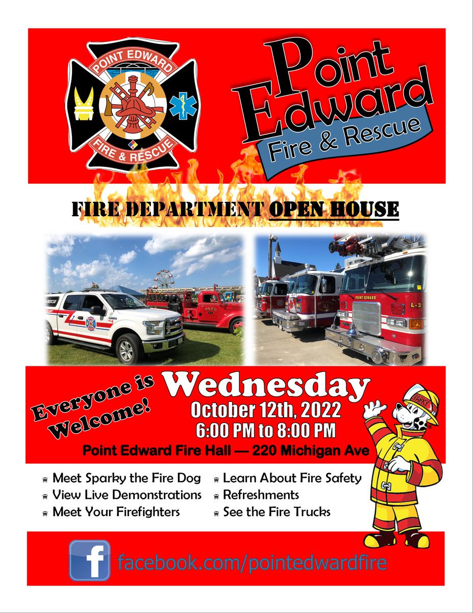 <a href="/PointEdwardFire/">Point Edward Fire & Rescue</a> OPEN HOUSE is back again for 2022.  Please join us October 12th from 6-8 at the fire hall!