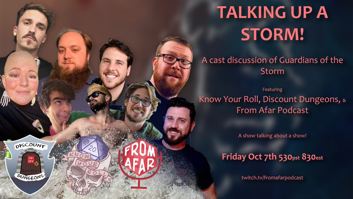 FromAfarPodcast's tweet image. This Friday, you are invited to come join us and the crews of @Discount_DnD and Know Your Roll where we talk up a storm! 

Find out behind the scenes of our massive 3-episode collaboration on Oct 7, 8:30 EST on our twitch!

#ttrpg #dnd #dnd5e #podcast #twitch #stream