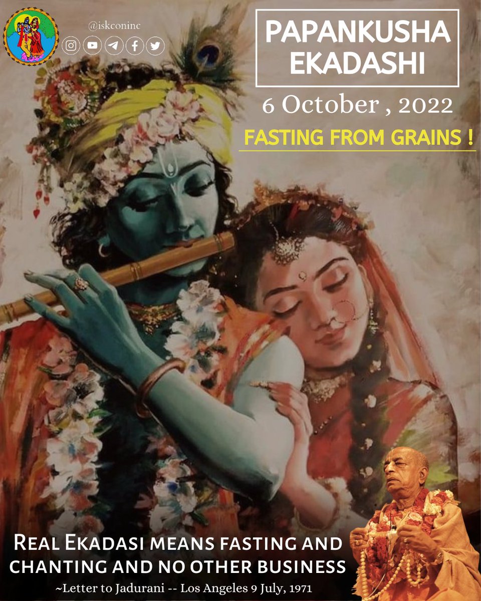 KCSociety_India's tweet photo. Ekadashi, 6 Oct.
Fasting from grains https://t.co/lcp8QHSynS