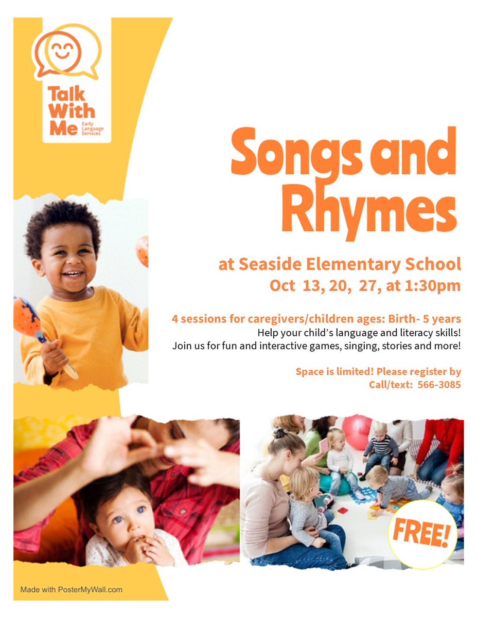 Early Language Services, Talk With Me program have an exciting program coming up at our school.