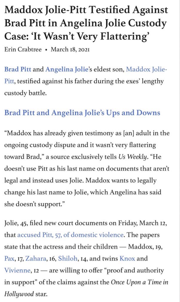 On Twitter Sure Thing Maddox Testifying Then Shiloh According To His “sources” Meaning 
