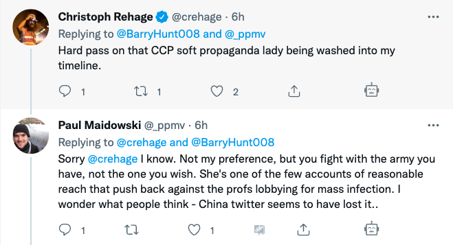 There's literally no other Chinese national on Twitter, living in China as critical of the government