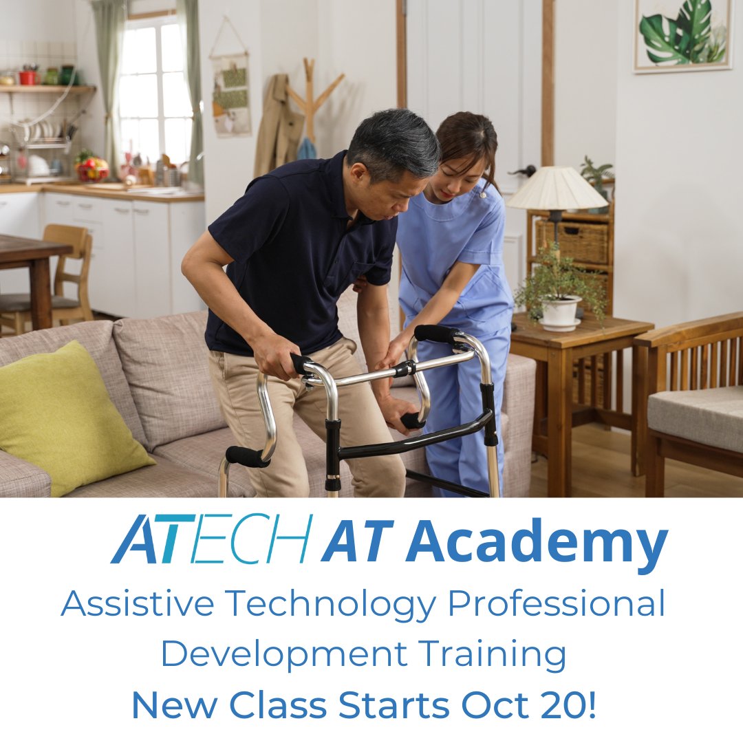 atechct's tweet image. #ProfessionDevelopment opportunity for #Assistivetech! Our newest Assistive Technology class starts on Oct 20! Register for the AT Academy online course today and level up your skills!  assistivetechtraining.org/comprehensive-… 
#professionallearning