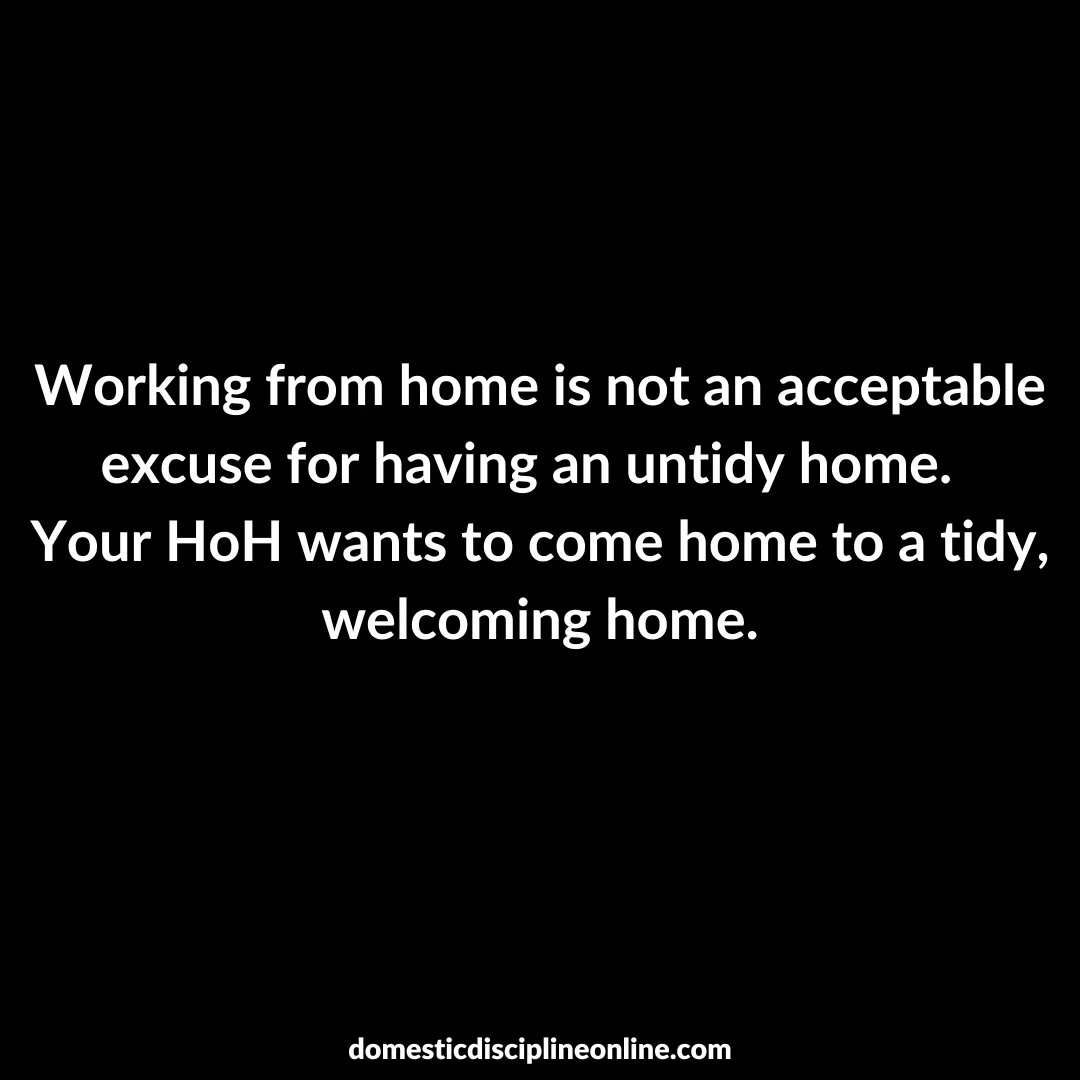 SirDomesticD's tweet photo. Working from home is not an acceptable excuse for having an untidy home.
Your HoH wants to come home to a tidy, welcoming home.
#domesticdiscipline
#dd
#domesticdisciplinelifestyle
#traditionalmarriage
#maleleadmarriage
#headofthehouse
#traditionalwife
#CDD
#ddbasics https://t.co/WsueN55sub