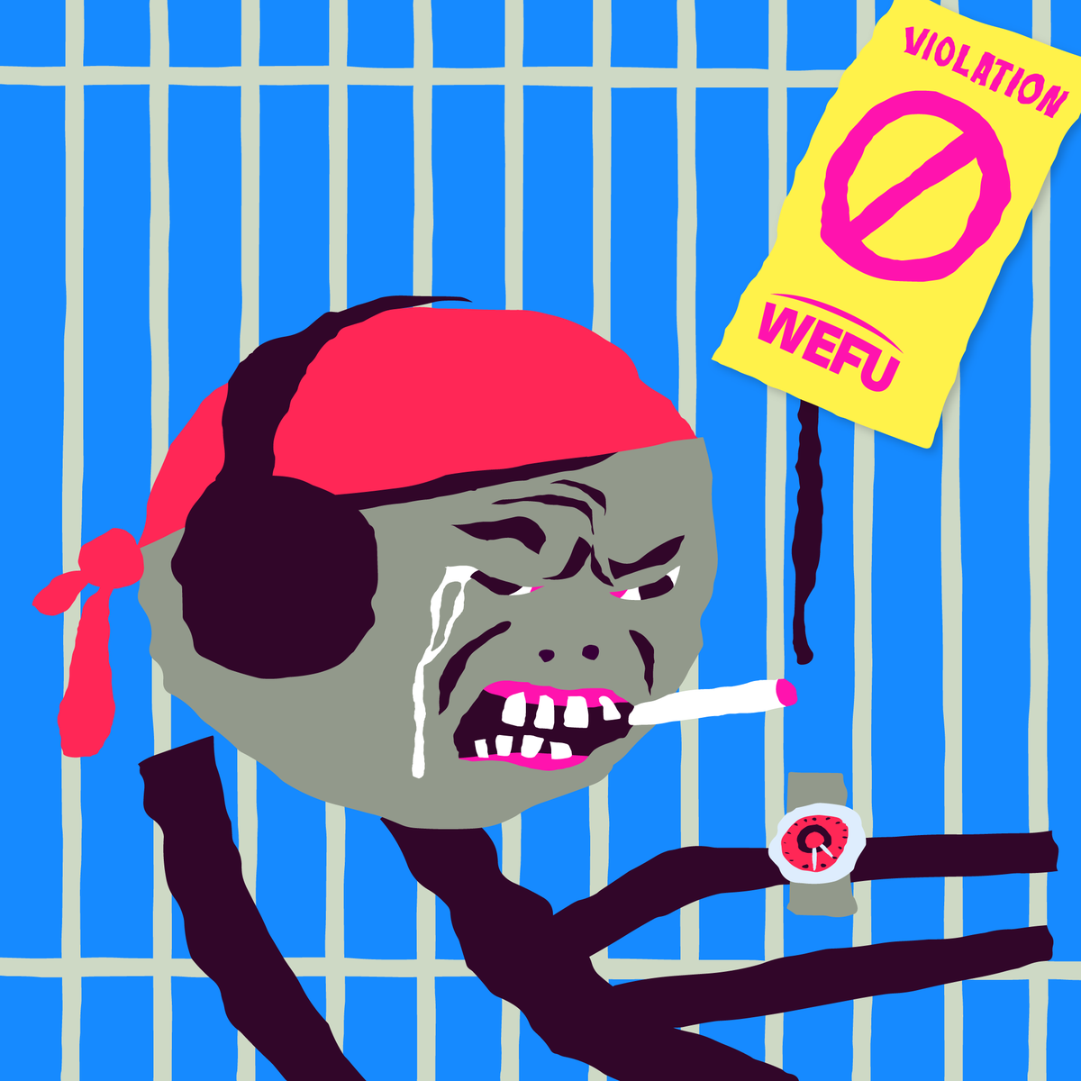 THEWEFU's tweet photo. @ministerr We also noticed you have not turned in your #mfer yet. ⚠️WEFU VIOLATION⚠️: your mfer #8659 #NFT counts as property. The only thing you can own after #TheGreatRest is a #WEFU reset pass. Turn in all your property for redistribution immediately. You'll own nothing and 🤍 it. https://t.co/KXNwo45ktO