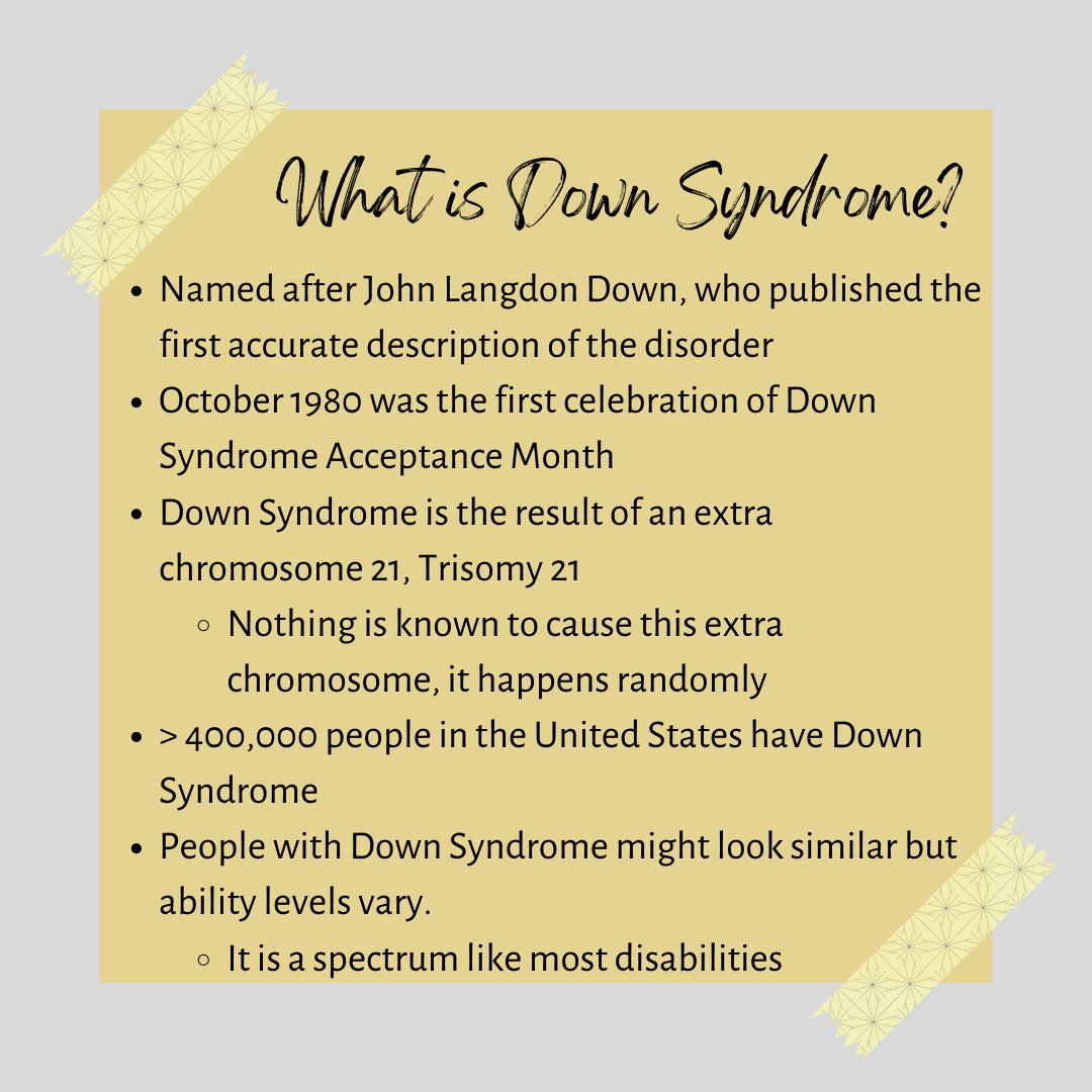 Down Syndrome Acceptance Month is in October! Show your support for those with Down Syndrome this month and take this time to learn more about it!

#msurcpd #downsyndromacceptancemonth #downsyndromeawarenessmonth