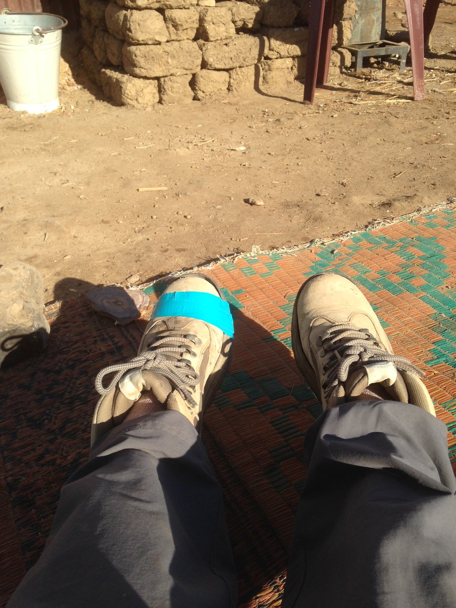 NarragansettAIA's tweet photo. When your #FieldBoots die in the field with no way to repair them except for some bright turquoise duct tape... #ArchaeologistsAtWork #IAD2022 (📸: Anna Soifer) https://t.co/zeD2i1lxYU