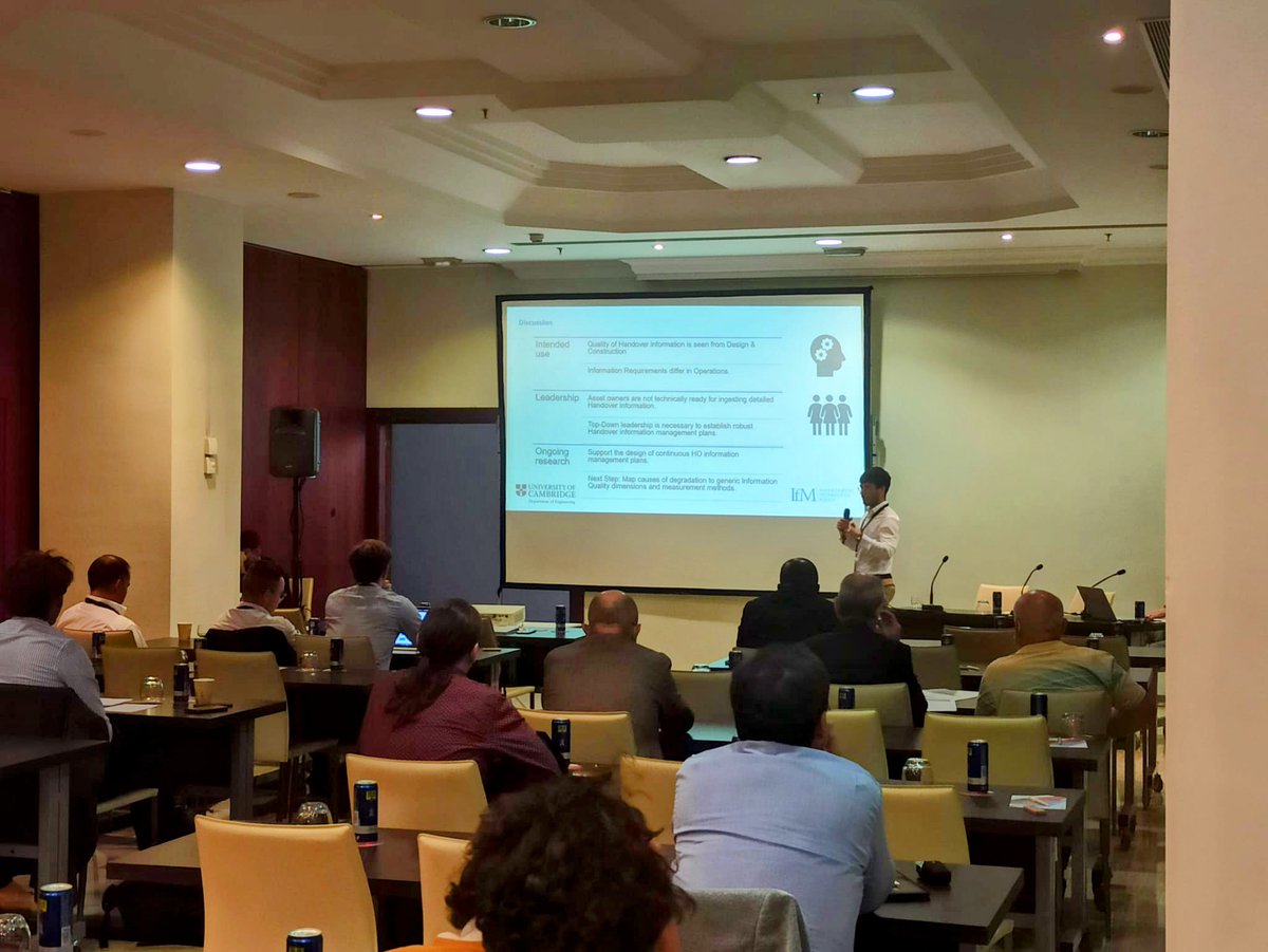 jorg_emer's tweet photo. Snaps of the presentation I made on 
the "underlying causes for degradation of handover information for
commercial building owners" at #WCEAM2022 in Seville. Research by J. Chang, supervised by Professor @AjithParlikad and myself.@IfMCambridge @DIAL_UniCam #xiangxie @NicolaNcla https://t.co/KkZGSbqnJu