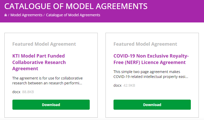 KTIconnect's tweet photo. Do you know what kind of agreements to put in place when engaging in research with the third level? KTI offers a wide range of template agreements that can be adapted to suit your needs.
Browse the full range of agreements: https://t.co/JJY3evdFB9
#ModelAgreements
#KTI https://t.co/U5ngQWNRVl