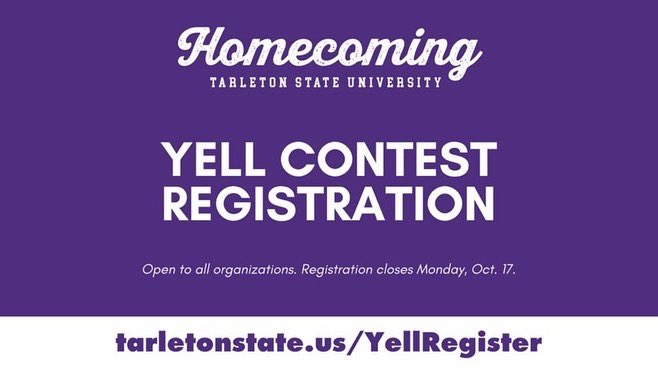 Homecoming 2022 is just around the corner! Make sure not to miss these upcoming registration dates!‼️‼️

Drum Beating closes October 10th🥁

Yell Contest registration closes October 17th📣

Registration for all organizations can be done in Texan Sync! The link is in our bio!!