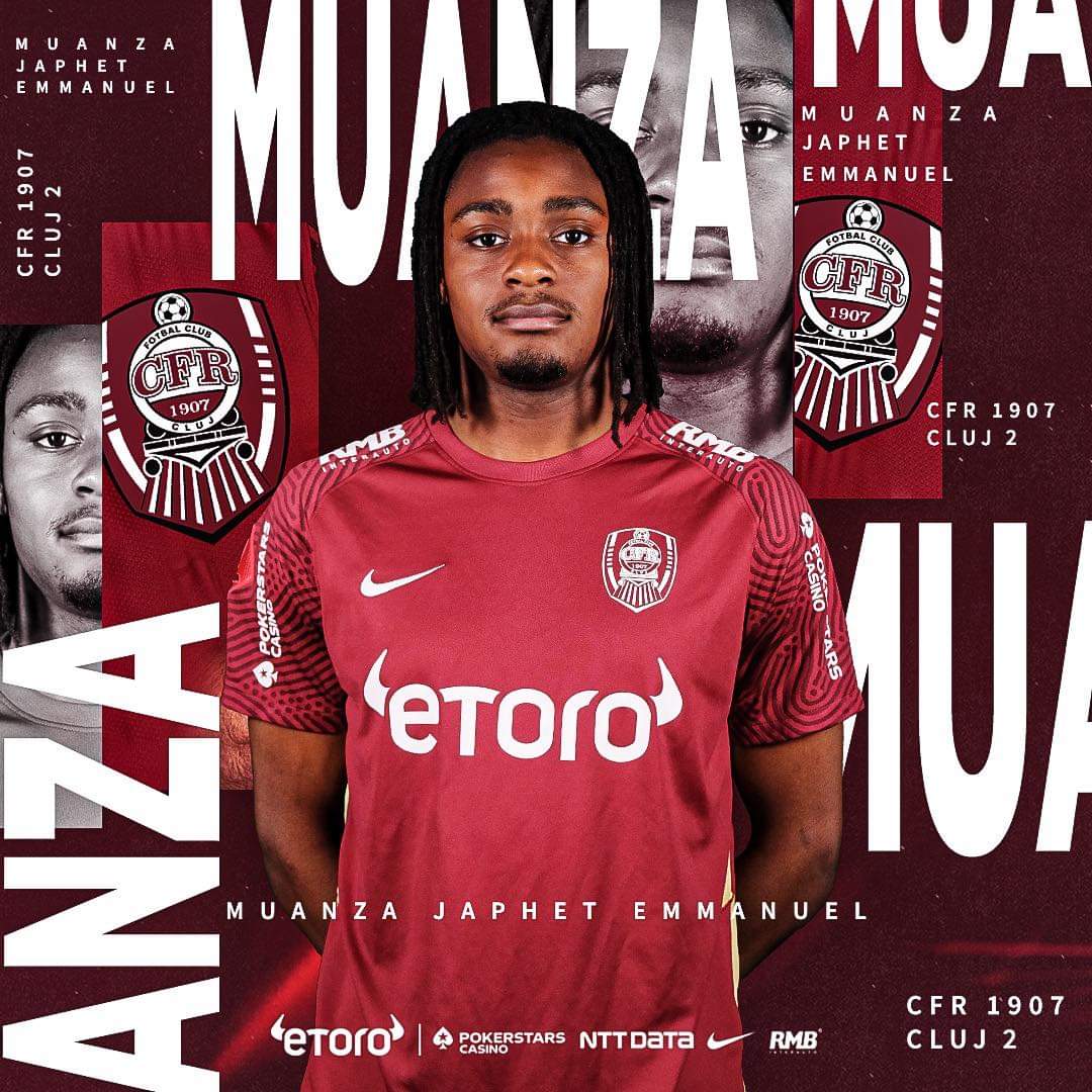 LaProLeague's tweet photo. L'ancien défenseur de l'Antwerp, le Belge Japhet Muanza (21 ans), quitte le leader provisoire du classement pour Cluj en Roumanie. Il jouera dans un premier temps avec la réserve.
(Photo avec son nouveau club) https://t.co/BcJrhe20ei