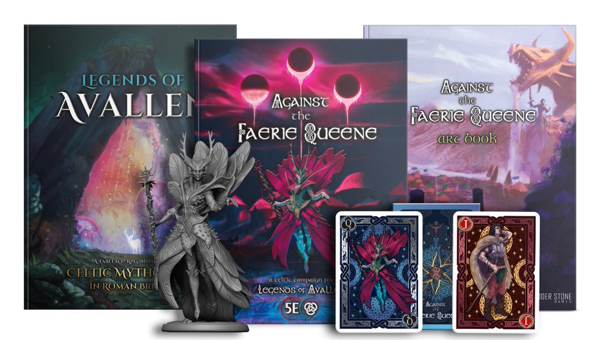 Modiphius's tweet photo. Against the Faerie Queene - A Celtic Campaign for 5E & LoA
Quest through ancient myths, train Celtic subclasses, and master new systems in this epic campaign book for 5E and Legends of Avallen.
https://t.co/dI0vE3xddq
#legendsofavallen #kickstarter #ttrpg https://t.co/3oW5H88gEQ