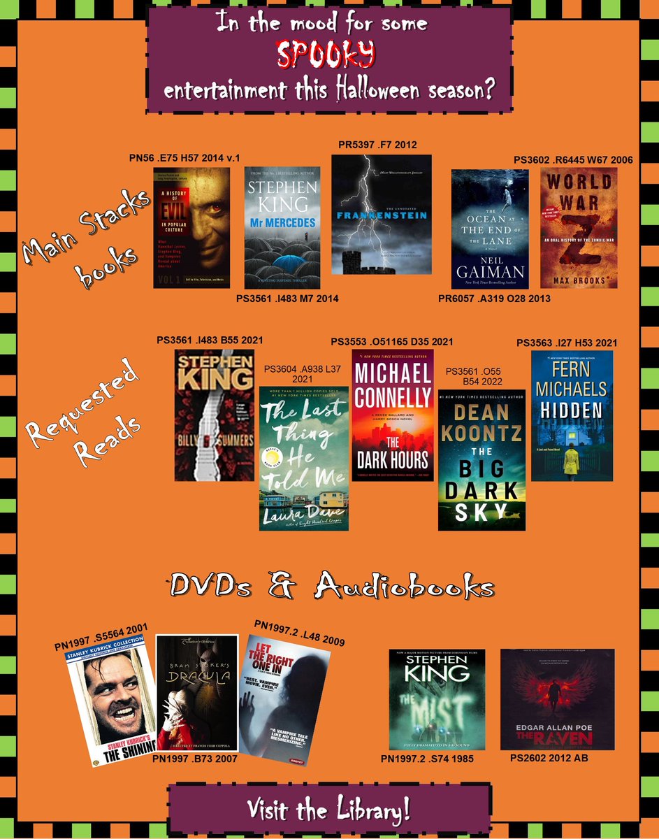 Dothan campus: Celebrate Halloween at the library!
#halloween #scary #horror #books #movies #ScaryMovieMonth #Spooky