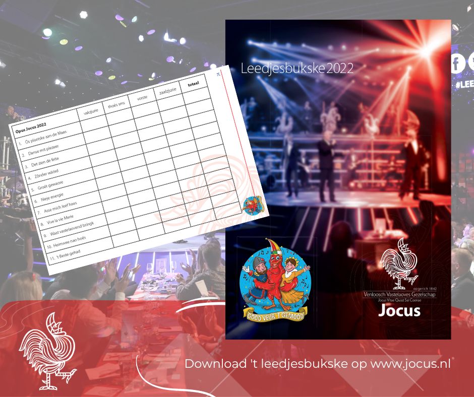 Jocus Venlo (@jocusvenlo) on Twitter photo 🎉🎤 OPUS JOCUS LEEDJESAOVEND! 📖🎉
Kom in de stumming en download 't Leedjesbukske op jocus.nl
Zaoterdaag live vanoét De Maaspoort en vanaaf 20.30 oor op <a href="/omroepvenlo/">Omroep Venlo</a>.
#leedjes22 #venlo #vastelaovend #jocus 🎉🎤 OPUS JOCUS LEEDJESAOVEND! 📖🎉
Kom in de stumming en download 't Leedjesbukske op jocus.nl
Zaoterdaag live vanoét De Maaspoort en vanaaf 20.30 oor op <a href="/omroepvenlo/">Omroep Venlo</a>.
#leedjes22 #venlo #vastelaovend #jocus
