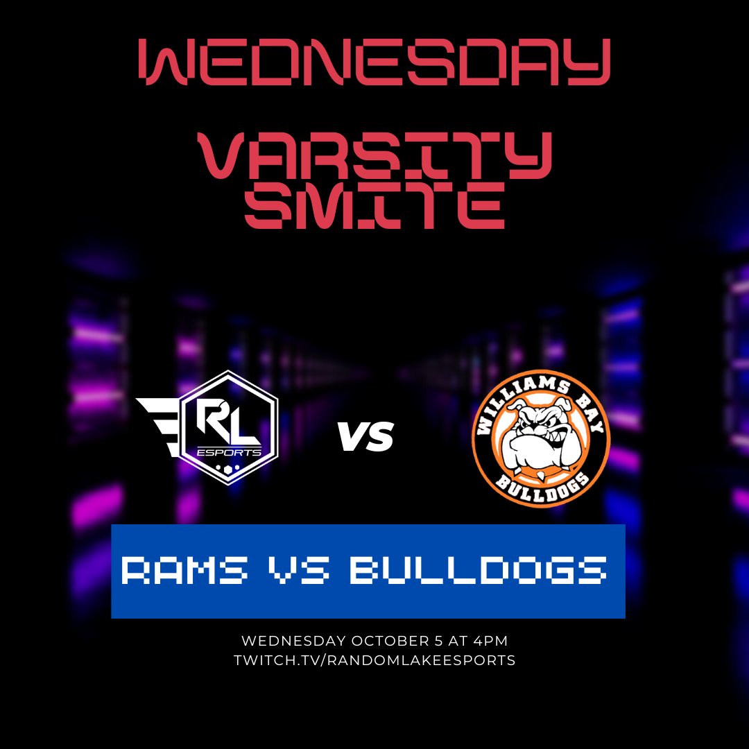 RLEsports2's tweet photo. GAME DAY!!!!  Coach @the_IT_factor is back and so we are able to have a game!  Varsity Smite is up against the Williams Bay Bulldogs at 4pm today.  https://t.co/zwuFuzRjsh
@WIHSesports @SmitePro @SMITEGame #esports #rladvantage #rlrams https://t.co/bDYu5ywDXJ