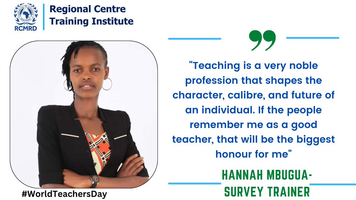 TheRCTI_RCMRD's tweet photo. ''Teaching is a very noble profession that shapes the character, calibre, and future of an individual. If the people remember me as a good teacher, that will be the biggest honour for me'' #WorldTeachersDay2022 @WangariMbugua4 @JohnKihanya6 @jgichohi https://t.co/EW6lW9jtjA
