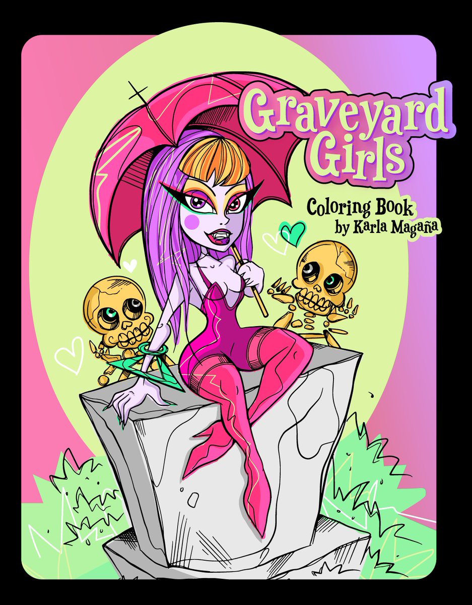 SheEatsCrayons's tweet photo. My latest #coloringbook #GraveyardGirls is now available. Get SPOOKED! 💀💜Grab your copy in the land of Amazonia: https://t.co/pwmYeLeUai https://t.co/8b8UBY67YG