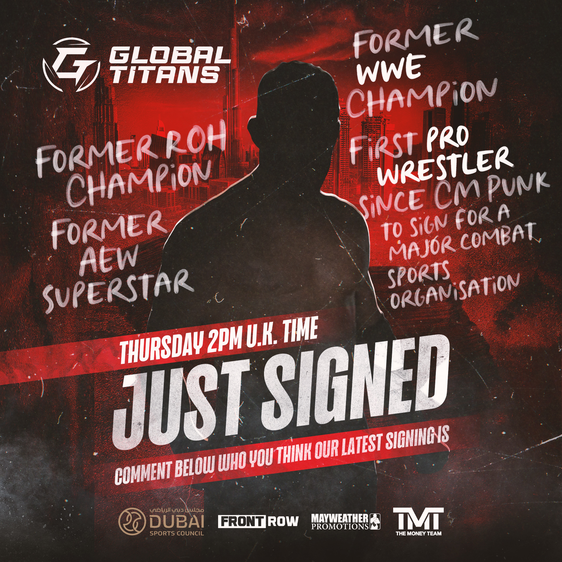 Global Titans Fight Series auf Twitter „Guess Who? 👤 WWE ✓ AEW ✓ ROH ✓ BOXING..
