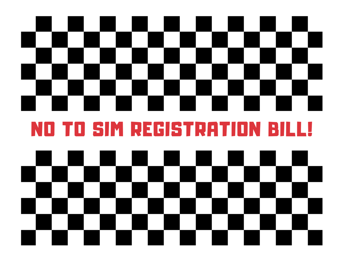 aynational's tweet photo. 🏎 Racers, start your engines! 🏎

NO TO SIM REGISTRATION BILL Socmed Rally

🏁🏁🏁STARTS NOW🏁🏁🏁

#VetoSIMCardReg 
#RejectSIMCardReg https://t.co/Uu8FhMIh1b