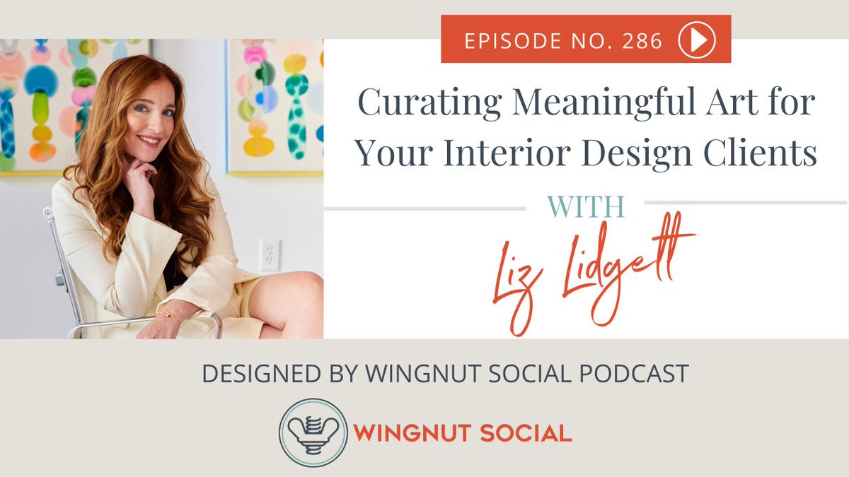 wingnutsocial's tweet photo. Curating art can be one of the most fun and challenging aspects of an interior design project for your clients. Today's guest, @LizLidgett, is an art advisor, collector, and gallery owner. She is here to help us navigate the process! 🎨🖌 

Listen now! 🔗
 https://t.co/0uESsSYhUv https://t.co/Tcc14GHS6I
