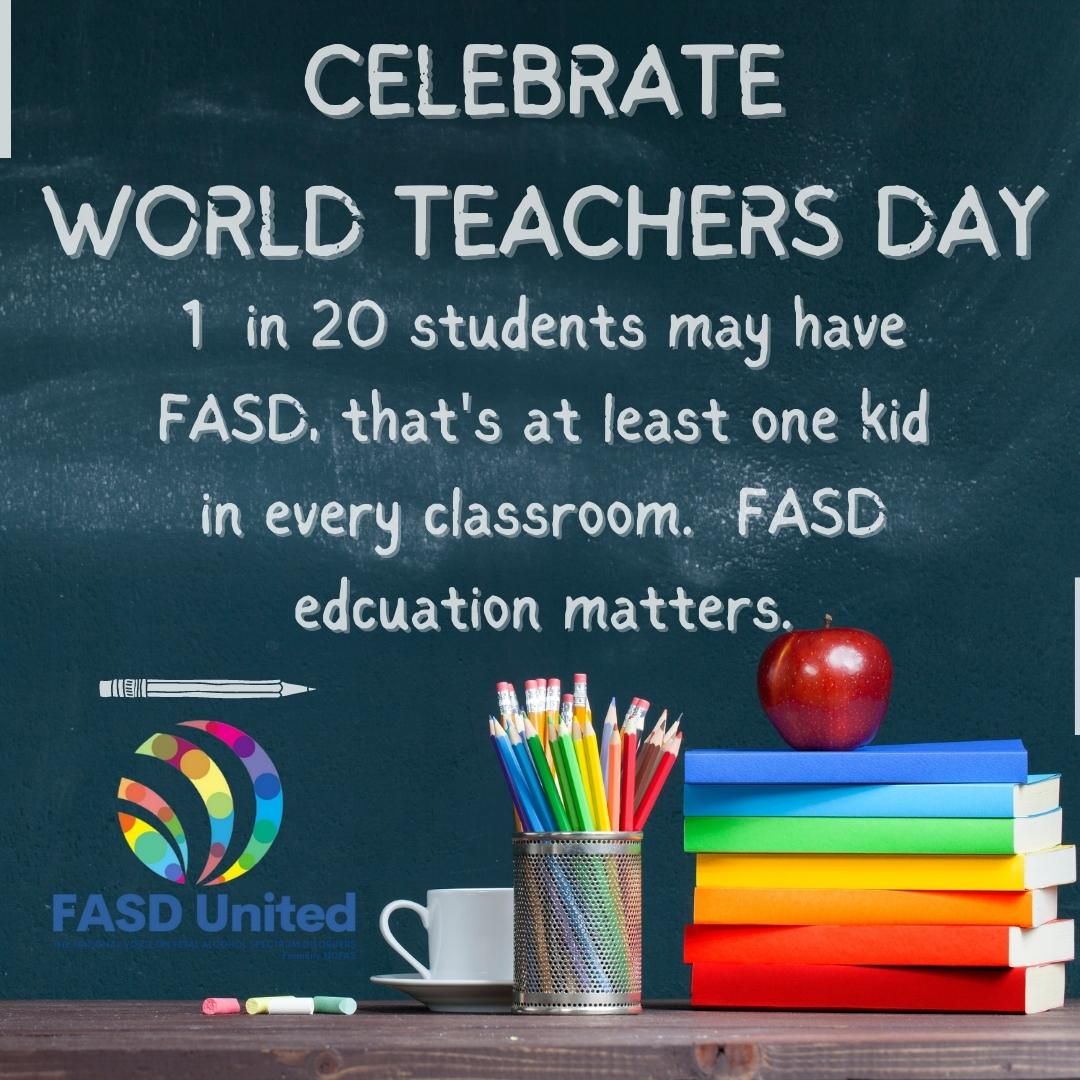 FASDUnited's tweet photo. Today is World Teachers' Day!
Thank you to all teachers from the #fasdcommunity.
Check out a list of #education resources on #FASD put together by our Family Navigator here: https://t.co/GXDquJqYgg https://t.co/hRJ2CLjcwe