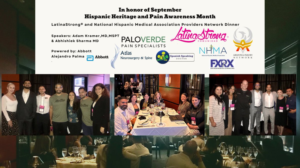 Last week we had 40+ providers in the room to celebrate and bring awareness to the #HispanicHeritage and #PainAwarenessMonth with community partners @NHMAmd Phx, powered by Abbott. 
Thank YOU sponsors, speakers & attendees.
#HealthEquity #LatinoHealthAz #LatinaStrong  #NHMAPhx