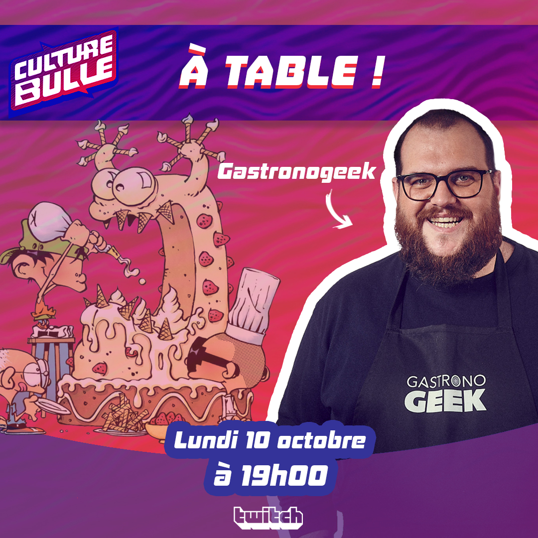 📣Avis aux gourmands : RDV le 10/10 dès 19h dans #CultureBulle pour discuter avec notre invité <a href="/Gastronogeek/">Gastronogeek - Thibaud Villanova</a> des lectures qui parlent de nourriture.🍟🍕

Préparez vos popcorns car notre émission va vous donner faim ! 🍿😜

🎤Host : <a href="/Hiuuugs/">Hiuuugs</a>
🎁Cadeaux !
👉twitch.tv/dupuisdirect/