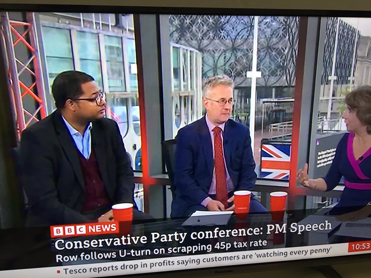 danb_lacka's tweet photo. A lot to love about the @bbcpolitics @BBCNews coverage of the conferences but my absolute favourite thing is the red cups that make it look like a game of beer pong is about to kick off when the cameras are off. https://t.co/vae82PNgev