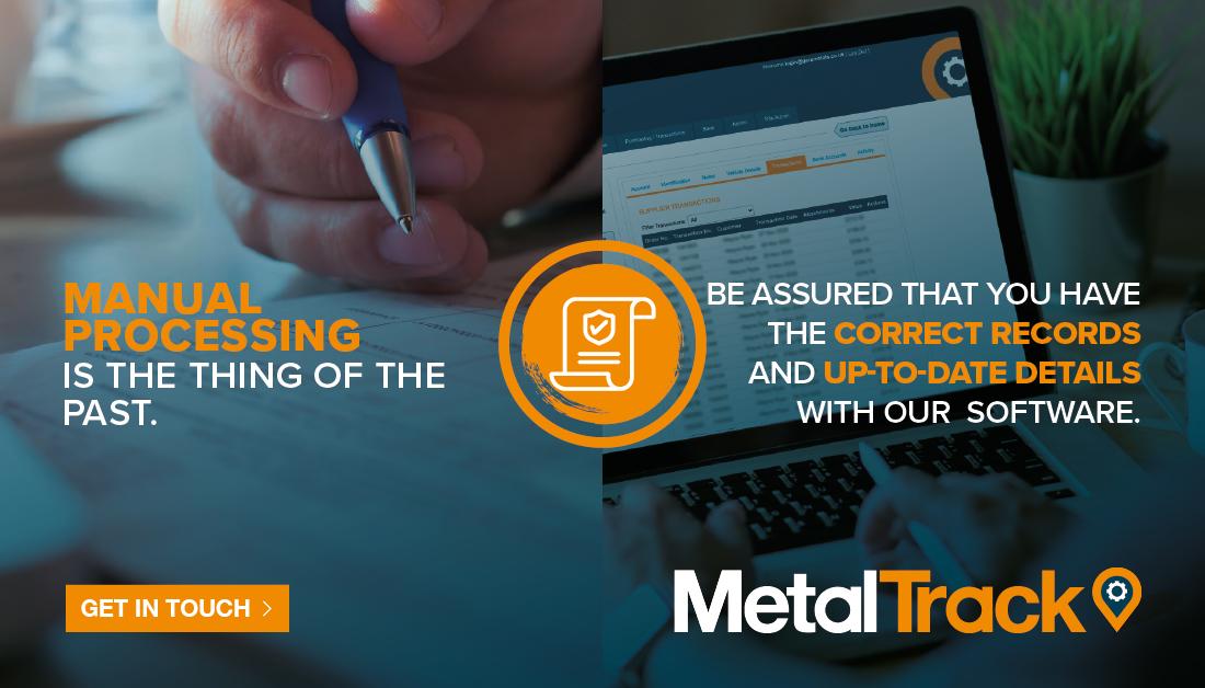 MetalTrackUk's tweet photo. Do you manually process your scrap metal records? 🗄️ It's imperative that you have the correct records &amp; up-to-date details due to strict laws. Gain assurance that your data is protected &amp; compliant with our efficient #MetalTrack software 🖥️ Get in touch: https://t.co/7XXdruSX5b https://t.co/vvyqJAX2w3