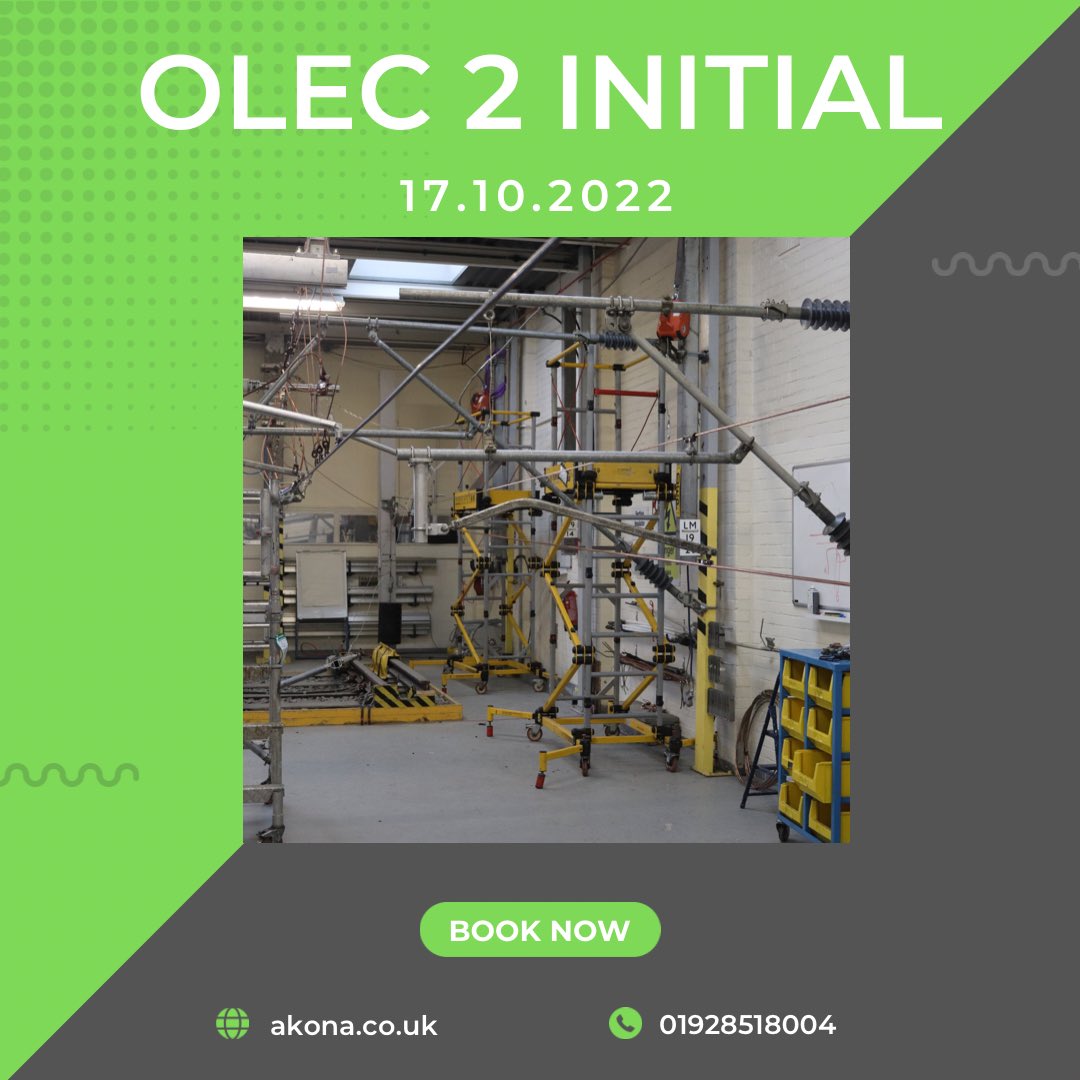 AkonaLtd's tweet photo. Last few spaces on our OLEC 2 course starting 17.10.2022 ‼️

Contact us for more information 📲 01928 518004 / info@akona.co.uk

#olec2 #training #course #overheadlines #railway #rail #ole #olec https://t.co/8un06Q3GBf