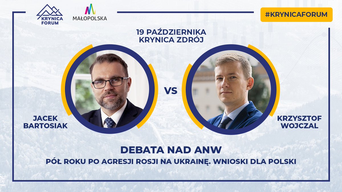 📢 Długo wyczekiwana debata Bartosiak vs Wojczal odbędzie się 19.10 w Krynicy! Frontalny, merytoryczny spór o fundamentalne sprawy związane z bezpieczeństwem Polski: koncepcję Armii Nowego Wzoru i wnioski z rosyjskiej agresji na 🇺🇦

Wszystko w gościnnej przestrzeni #KrynicaForum.
