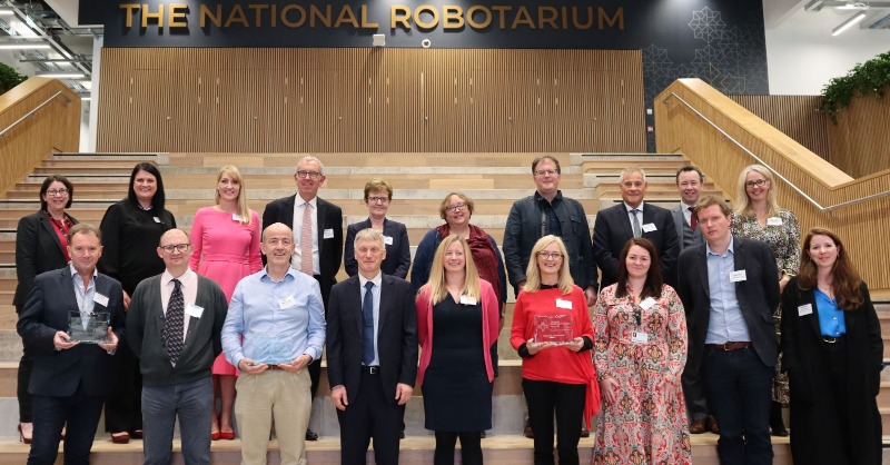 InterfaceOnline's tweet photo. The Scottish Knowledge Exchange Awards '23 are now open!📣

Yesterday we launched the awards at @HeriotWattUni brand new @NRobotarium, attended by previous winners and @Ivan_McKee 🤝

Open across 8 categories, we're searching for Scotland's best examples of Knowledge Exchange⭐