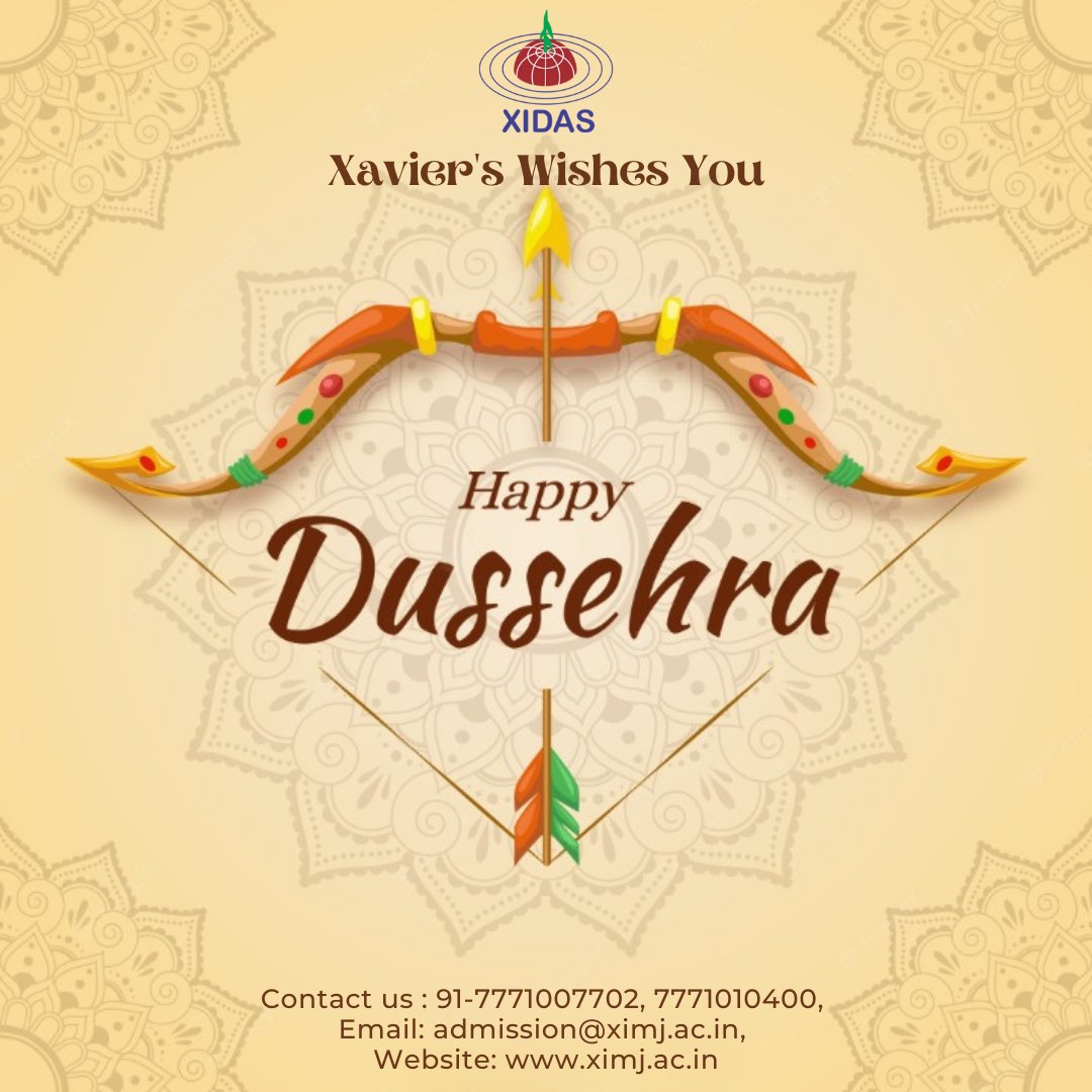 XIMJabalpur's tweet photo. #xaviersjabalpur #XIMJ #XIDAS #dussehra #happydussehra
Burn all ego, hatred and anger within you along with the effigy of Ravana on the auspicious occasion of Dussehra! Happy Dussehra 2022! https://t.co/xtV8NOGLcc