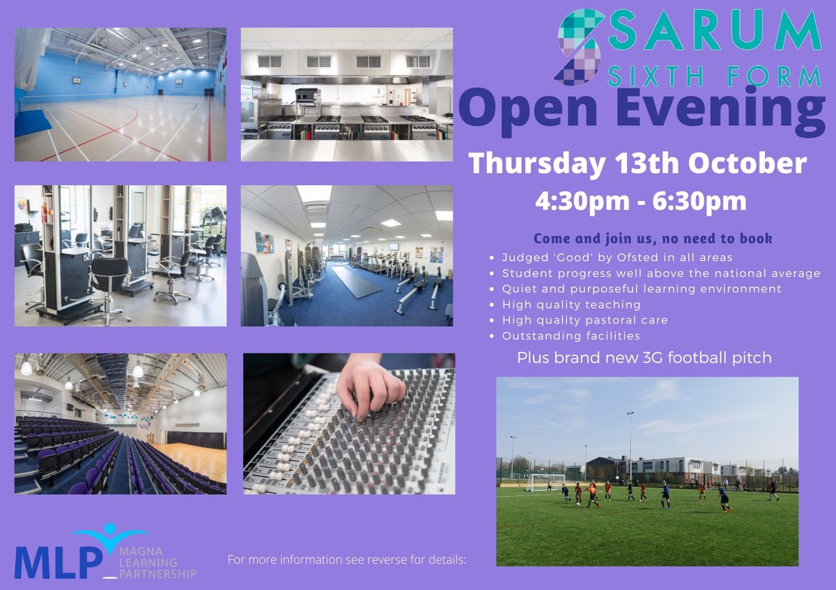 Sarum_SF's tweet photo. Sarum 6th Form Open Evening
13th October at 4:30pm https://t.co/45hU88laft