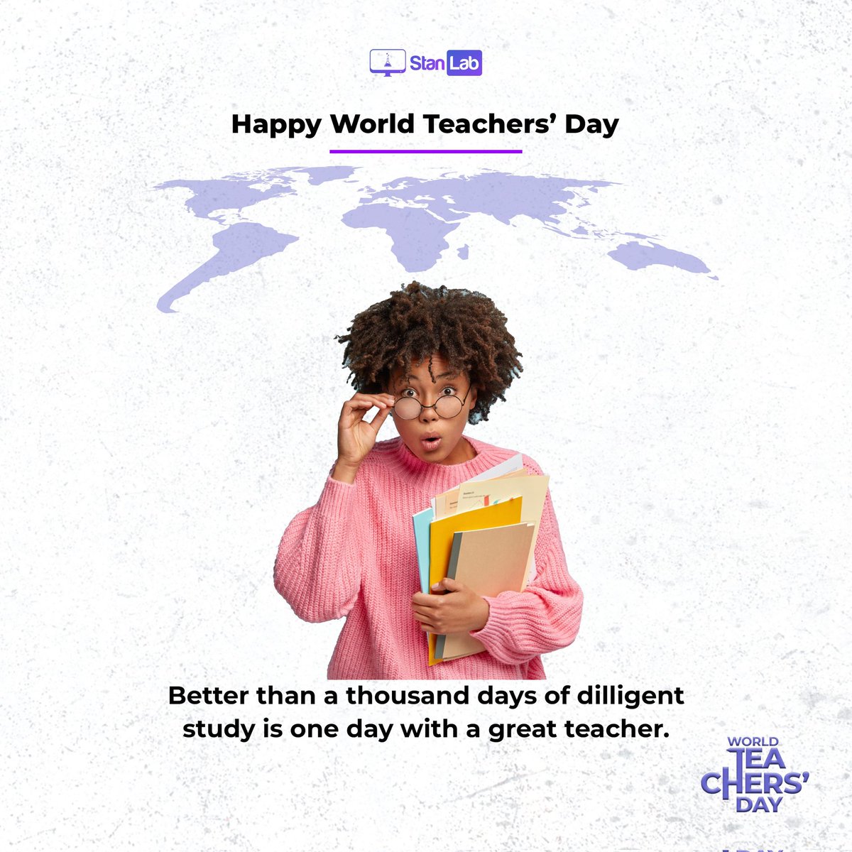 StanLabHQ's tweet photo. Teachers are the interphase between students and knowledge.
@StanLabHQ celebrate teachers who always have their thinking caps on and contribute their quota to transforming the educational experience of their students.

Happy #WorldTeachersDay 🎉
#worldteachersday2022 #TeachersDay https://t.co/qWisSwcfLG