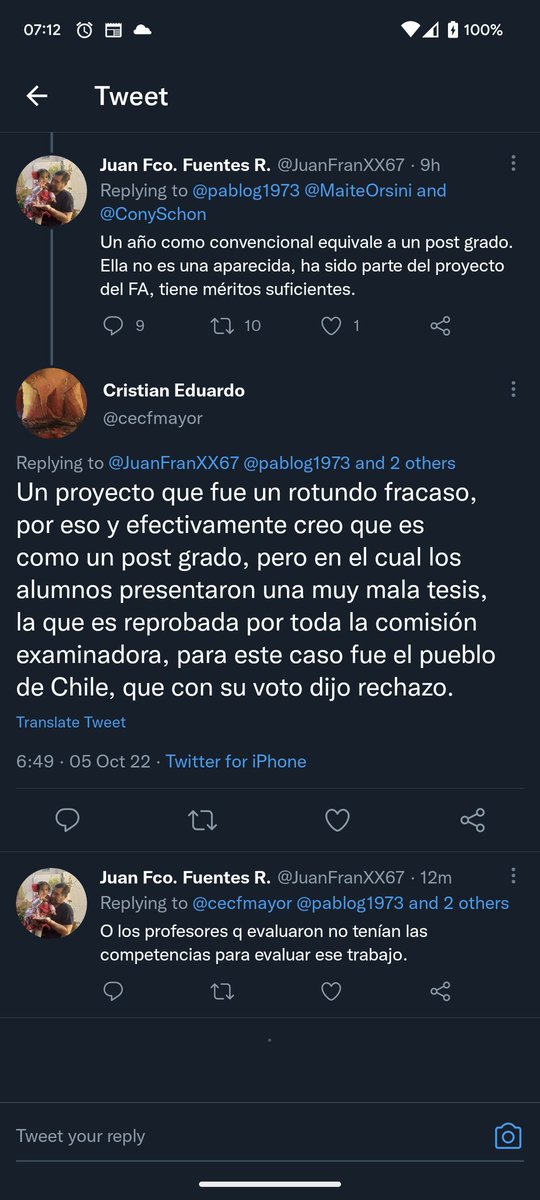 jpdevillersgran's tweet photo. @conclusionpenca @CETP Es propia cuando justifica porque perdieron el plebiscito https://t.co/ZwXxbgIzZI
