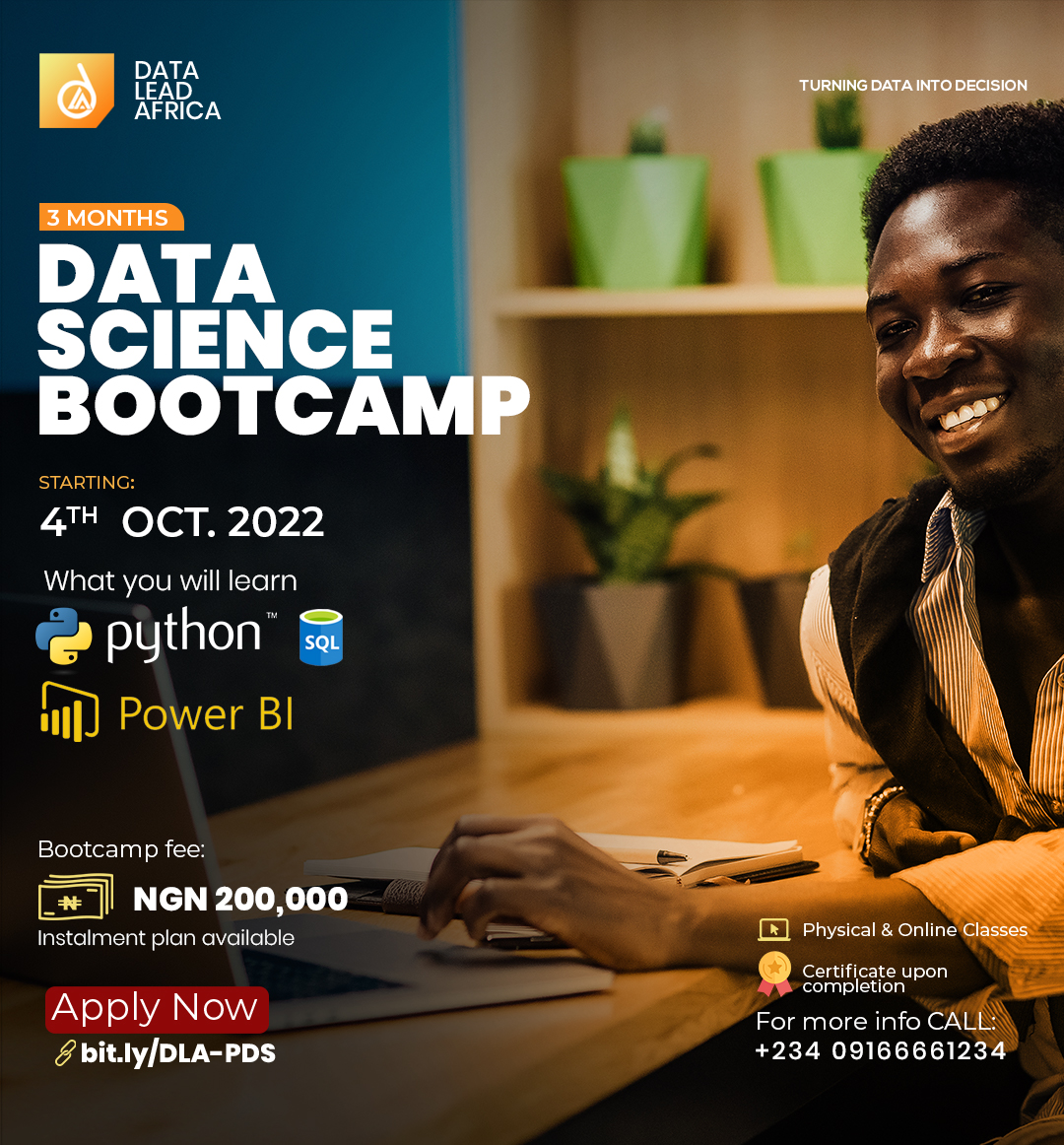 DataLead_Africa's tweet photo. The Data Science Bootcamp kicked off yesterday. You too can be part of it,  registration is still ongoing.

Sign up using the link below 
https://t.co/CKi4U9ZGXt

#datascience #dataenthusiast #datascientist #abuja #datacompany #onlineclass #datacompany
#data #python #powerBI https://t.co/fnC3dnVUGM