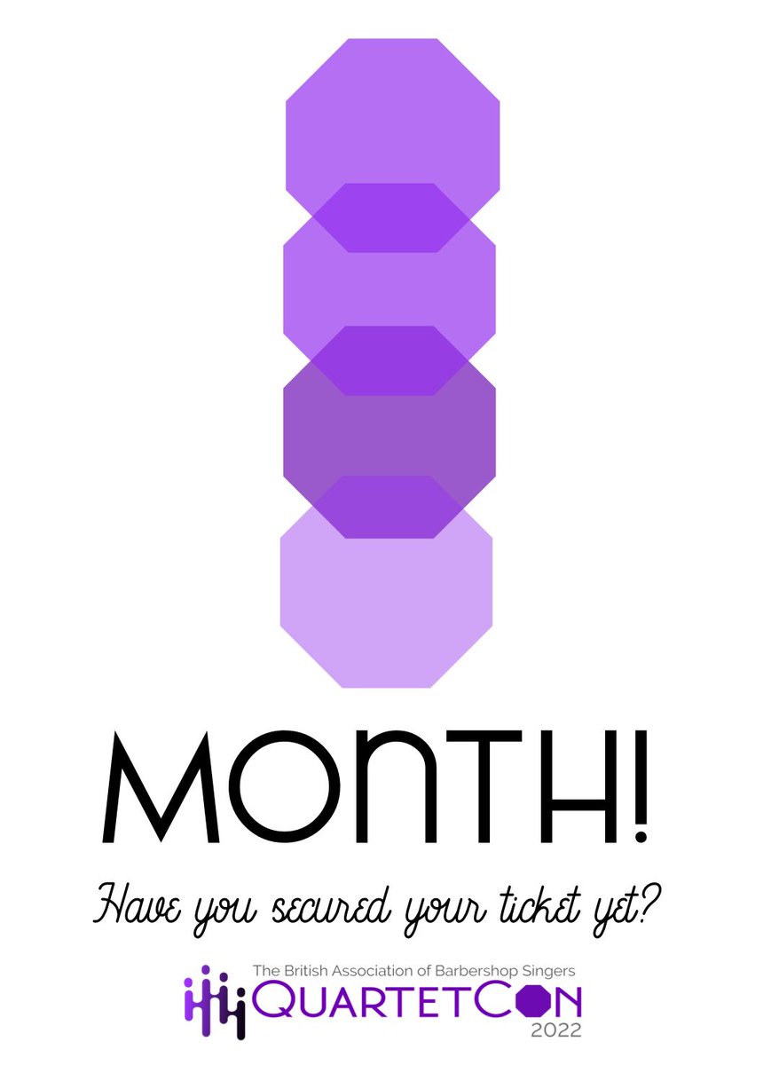 Wow, that came around quickly! 
With one month today until QuartetCon, have you secured your event tickets yet?
singbarbershop.com/event/quartetc…
#BABS2022 #QuartetCon #1Month