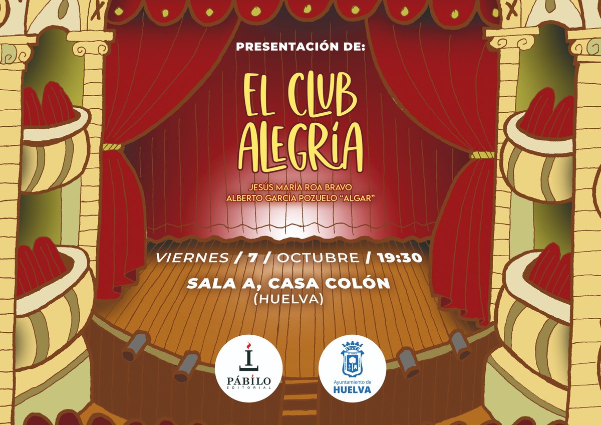 Llegó el momento de 'El Club Alegría'. Este viernes la Sala A de la Casa Colón de Huelva, <a href="/AytoHuelva/">Ayuntamiento Huelva</a>, acoge una presentación que tendrá los valores de la música como hilo conductor de un cuento que ha sido escrito por Jesús Roa Bravo e ilustrado por Alberto García 'Algar'.