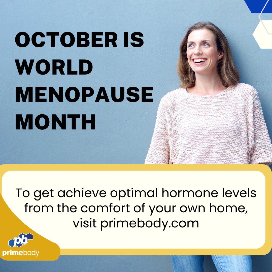 PrimeBody_HRT's tweet photo. October is World Menopause Month.
Hormone Replacement Therapy is the most effective treatment for menopause symptoms.
To get achieve optimal hormone levels from the comfort of your own home.
visit https://t.co/Ru31xlLshY
#worldmenopausemonth #primebody https://t.co/56yGZJhL6G