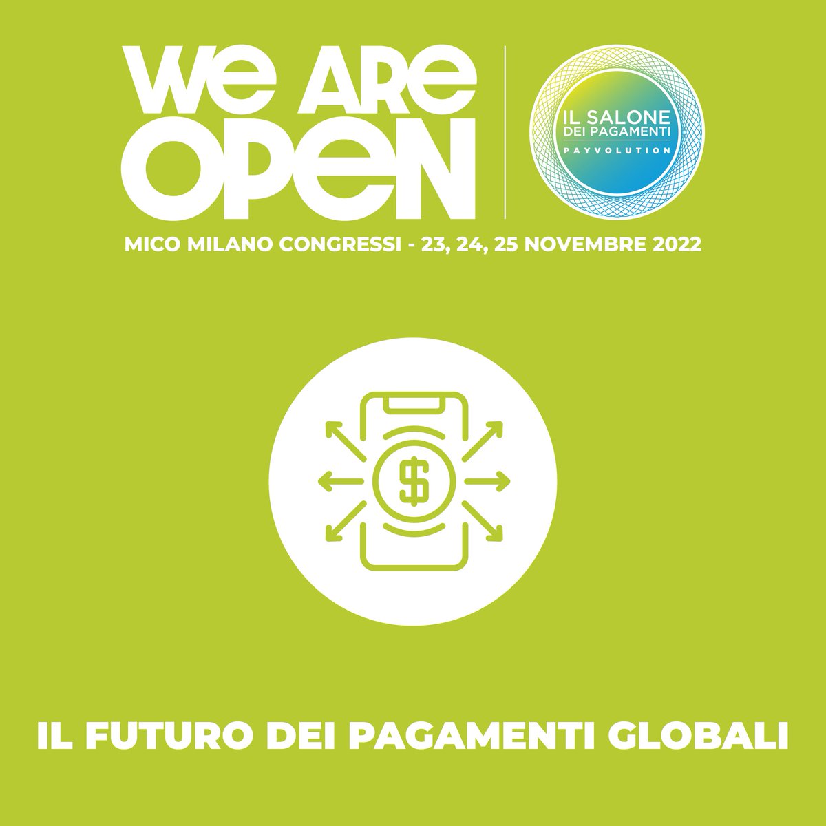 Come saranno i pagamenti di domani? Quali impatti dalle nuove regolamentazioni in arrivo?
 
Il futuro dei pagamenti è vicino. 
Scoprilo dal 23 al 25 novembre al #MiCo

salonedeipagamenti.com/i-temi-2022

#payvolution #weareopen22 #PSD2 #SEPA #instantpayments #pagamentidigitali
