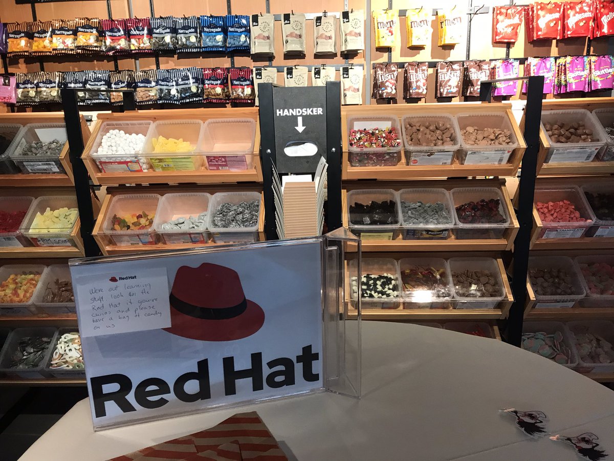 Red Hat have sponsored a huuge pick and mix candy area at #GOTOcph and this may be the best day ever