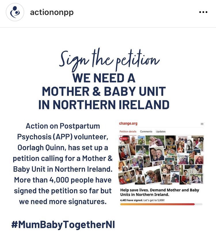 Nearly 5,000 signatures: to help get a mother and baby unit in #NorthernIreland

Let’s keep it going Twitter world: Please consider signing and sharing. Thank you 💜

change.org/p/robin-swann-…

#KeepMumsandBabiesTogether 
#MumBabyTogetherNI

Thank you <a href="/oorlaghquinn/">Oórlagh Quinn</a> <a href="/ActionOnPP/">Action on Postpartum Psychosis</a>