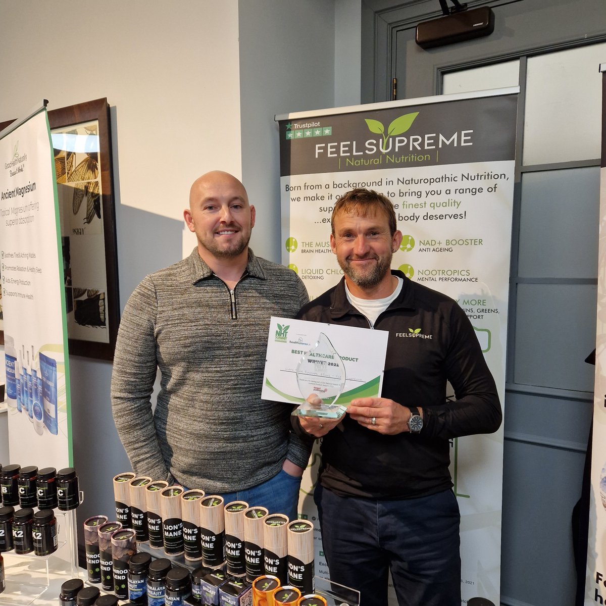 HFBmagazine's tweet photo. Summit successes! π
The winners of the coveted Natural Health Trade Summit Awards 2022 were:
Best New π:
@PlanetPaleo
Best Healthcare π:
@FeelSupremeCo
Best Supplement π:
@Synovital30
Best Food and drink π:
@OatwellUK
Best Beautyπ:
@terranovanutrition
#nhtsummit https://t.co/NnhFuMC3z6