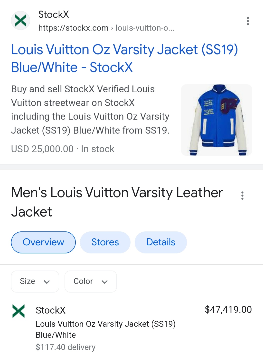 Louis Vuitton Virgil Abloh Wizard of Oz Varsity Jacket Blue Size