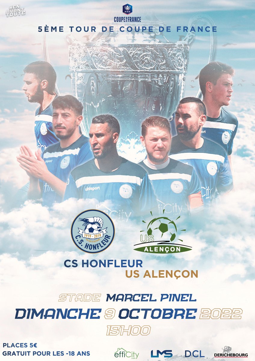 CSHonfleur's tweet photo. 🏆 𝐈𝐌𝐏𝐎𝐒𝐒𝐈𝐁𝐋𝐄 𝐍’𝐄𝐒𝐓 𝐏𝐀𝐒 𝐇𝐎𝐍𝐅𝐋𝐄𝐔𝐑𝐀𝐈𝐒

🏟 Ce dimanche, le CSH reçoit l'Us Alençon (N3) à 15h à Pinel !
🏆 5ème tour @coupedefrance 
🔥 On vous attend nombreux
🎟 Tarif unique : 5€
Gratuit - de 18 ans et tous les licenciés du club
#EnAvantToute 🔵⚪️ https://t.co/LD7PZTYN8I