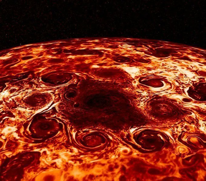 Cyclones at Jupiter's North Pole Image Credit: NASA, JPL-Caltech, SwRI, ASI, INAF, JIRAM